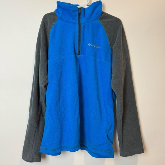Columbia Pullover Blue Gray Fleece 1/2 Zip Light Weight Boys M 10/12 - Picture 1 of 4